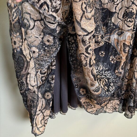 Coldwater Creek Women Midi Skirt Sz L Pull On Dark Floral Cottagecore Whimsigoth - Picture 5 of 10